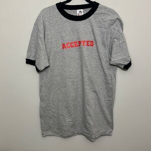 Alstyle‎ Mens Gray Short Sleeve Accepted Movie Promo Ringer T-shirt Large